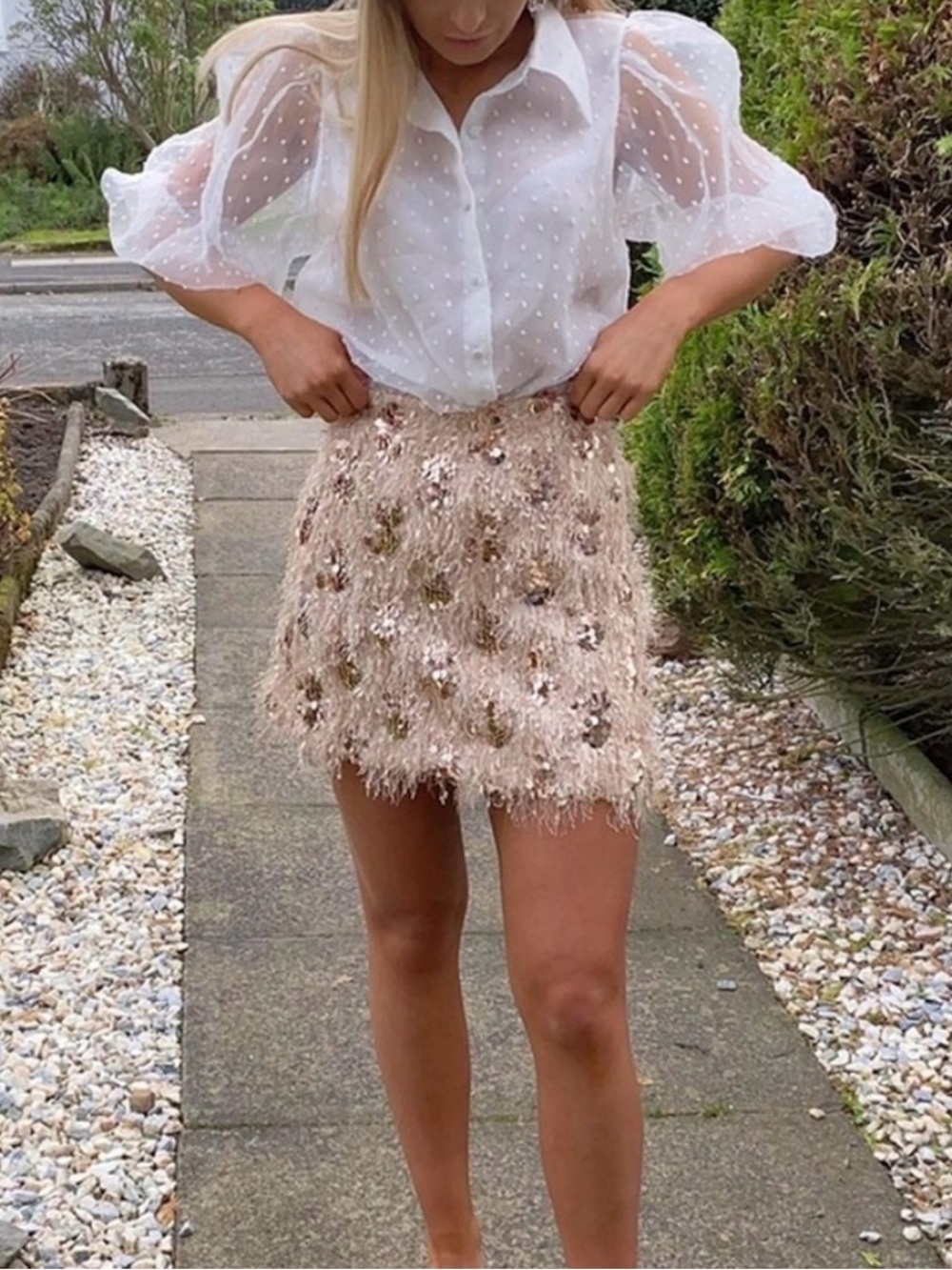 Zara Black and Pink Sequin Mini Skirt